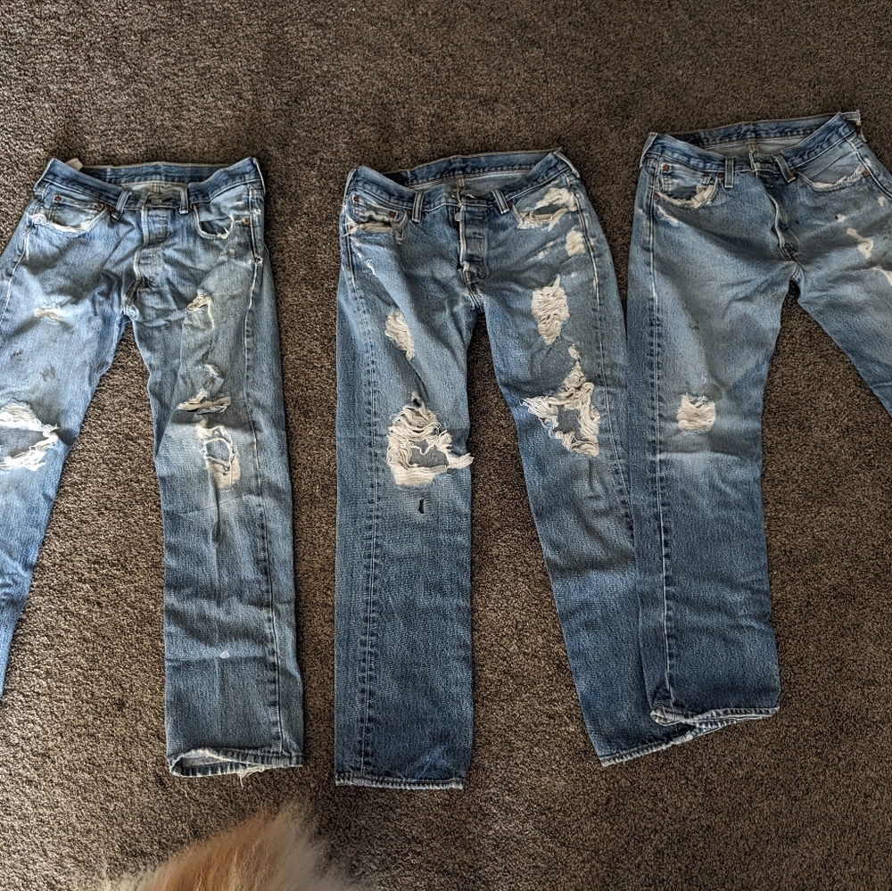 Levi's 501 boyfriend jeans 31"waist 32 "length $30 ea and 30x30 $30 ea
